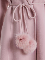 Pink Tencel Wool Double-Faced Lapel Coat With Belt GOELIA