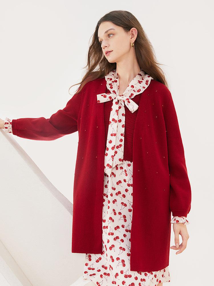 Red Woven Bead Coat GOELIA