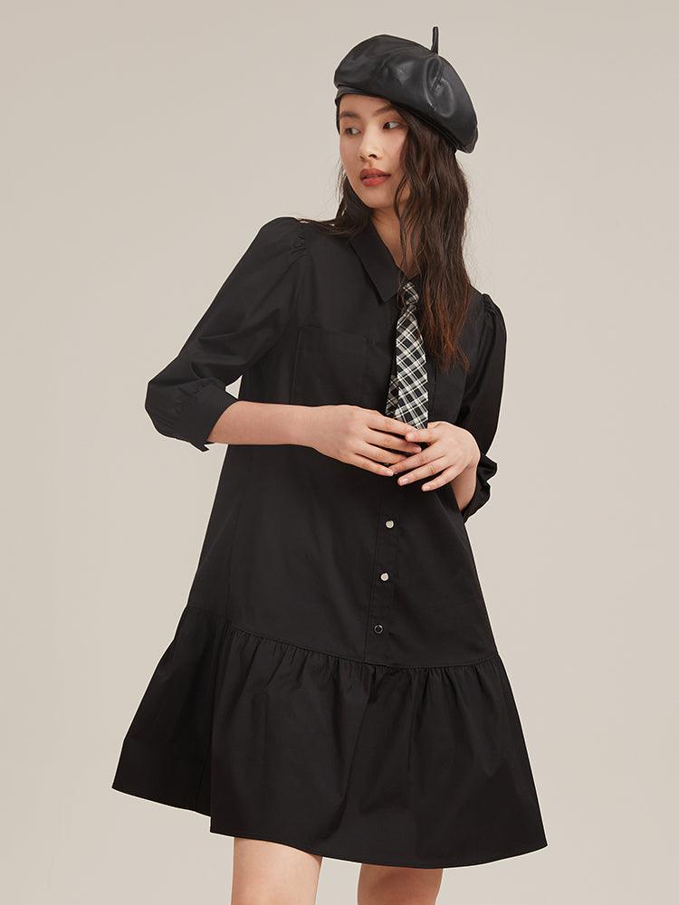 Black A-Shape Cool Style Dress GOELIA