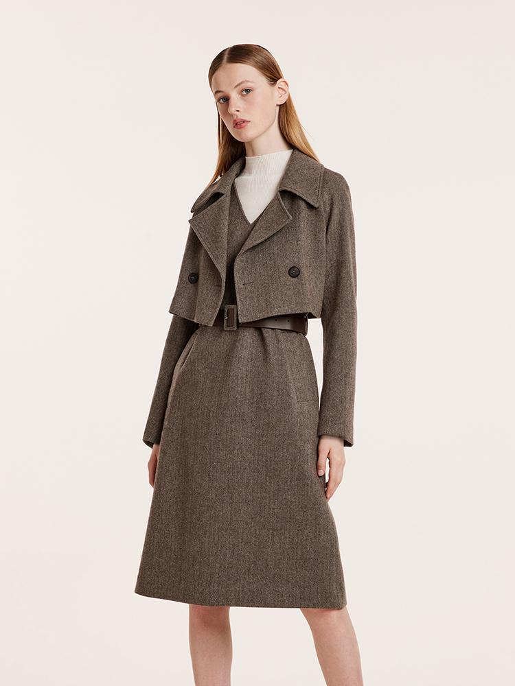 Washable Wool Crop Jacket And Vest Dress Suit GOELIA