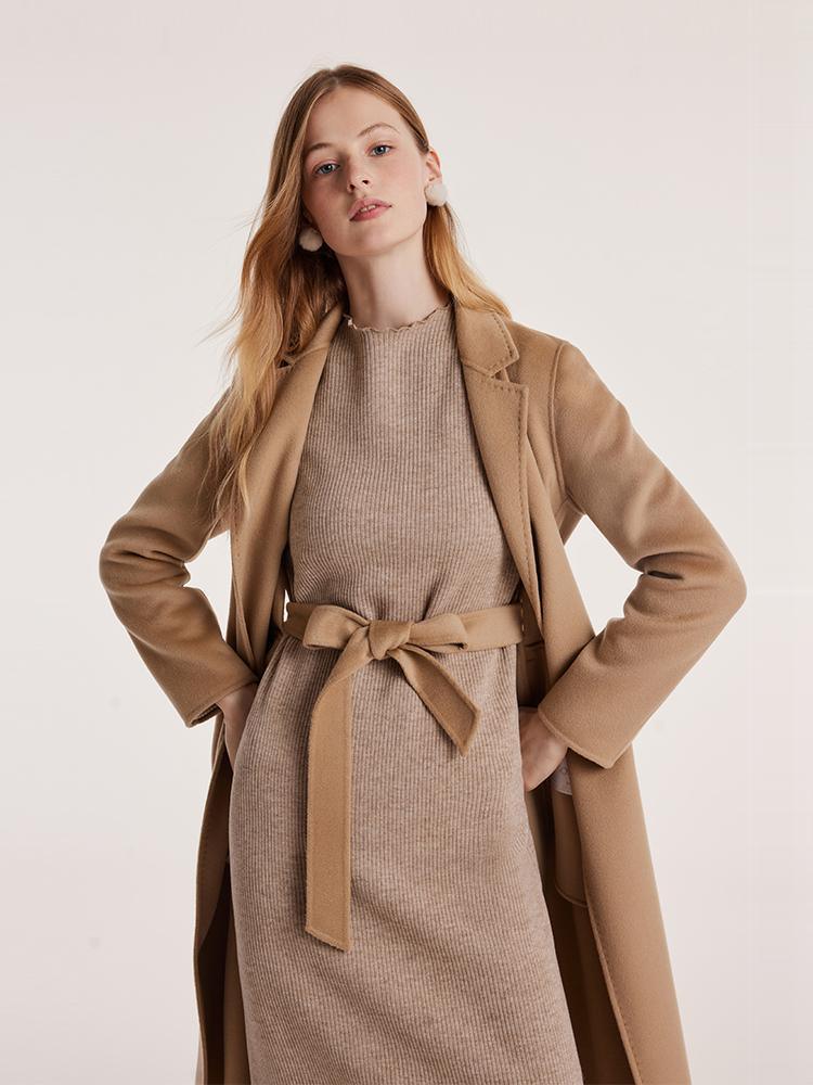 Camel Wool Double-Faced Notched Lapel Coat GOELIA