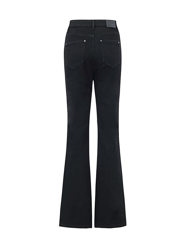 Black Ankle Length Flared Jeans GOELIA