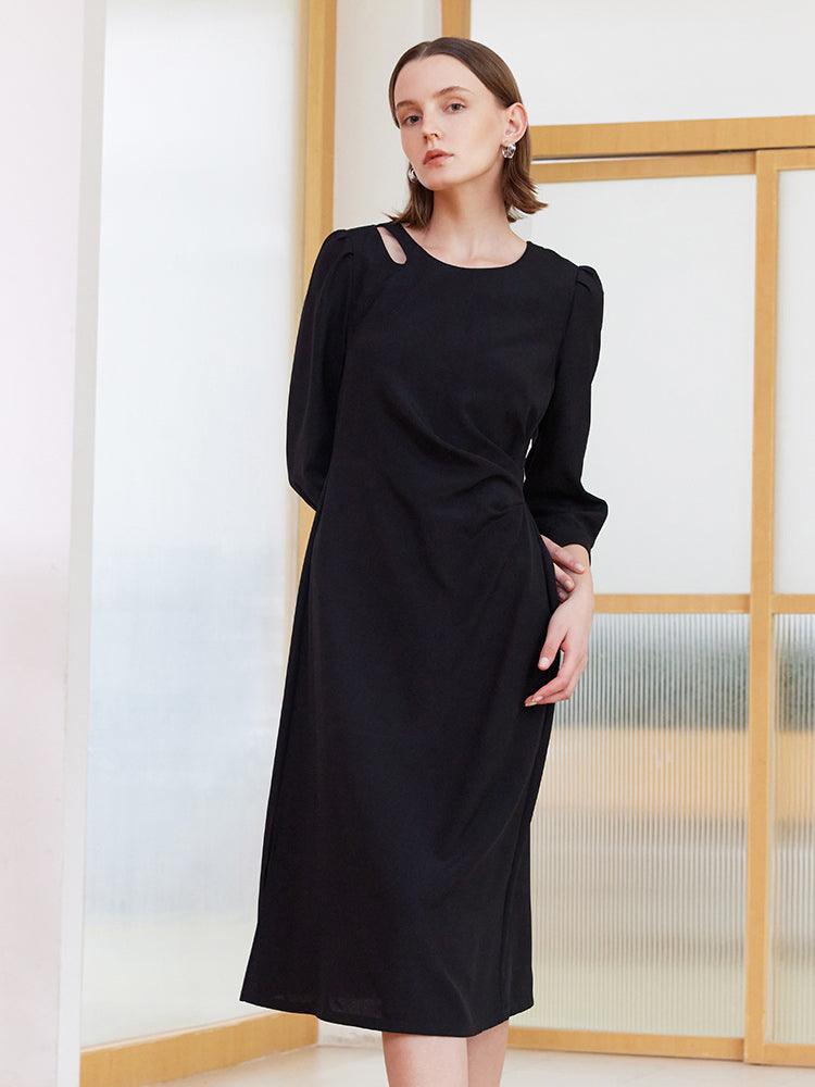 Black Slim A-shape Dress GOELIA