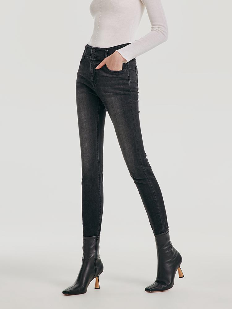 High Waisted Stretch Denim Leggings GOELIA