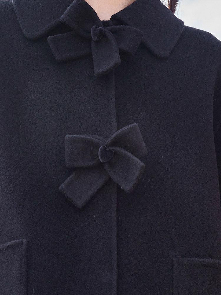 Oversized Bow Knot Woolen Coat GOELIA