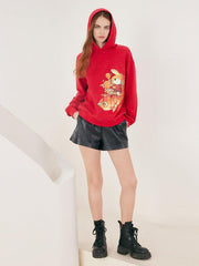 Red Cartoon Printed Hoodie GOELIA