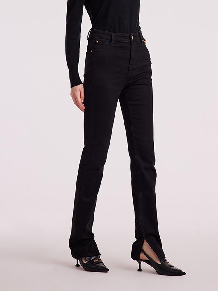 Black Denim Slit Jeans GOELIA