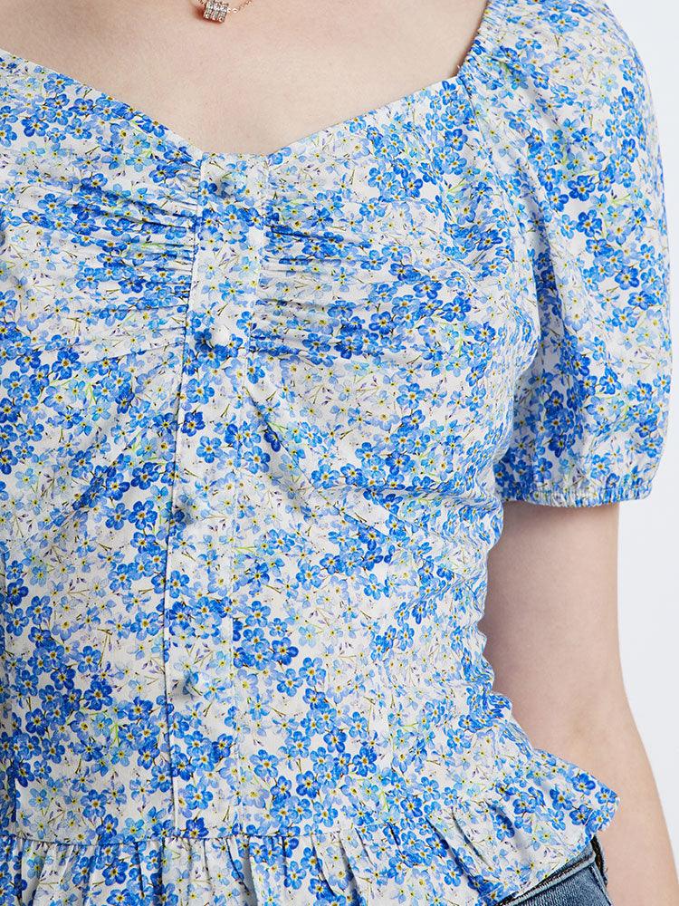 Blue Floral Blouse GOELIA