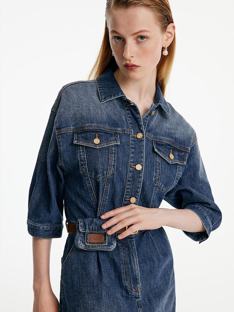 Shirt-Style Denim Dress GOELIA