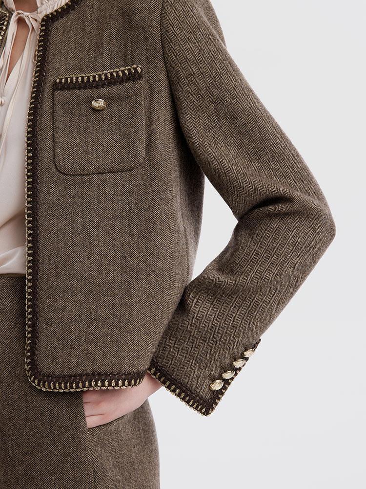 Retro Brown Washable Wool Jacket GOELIA