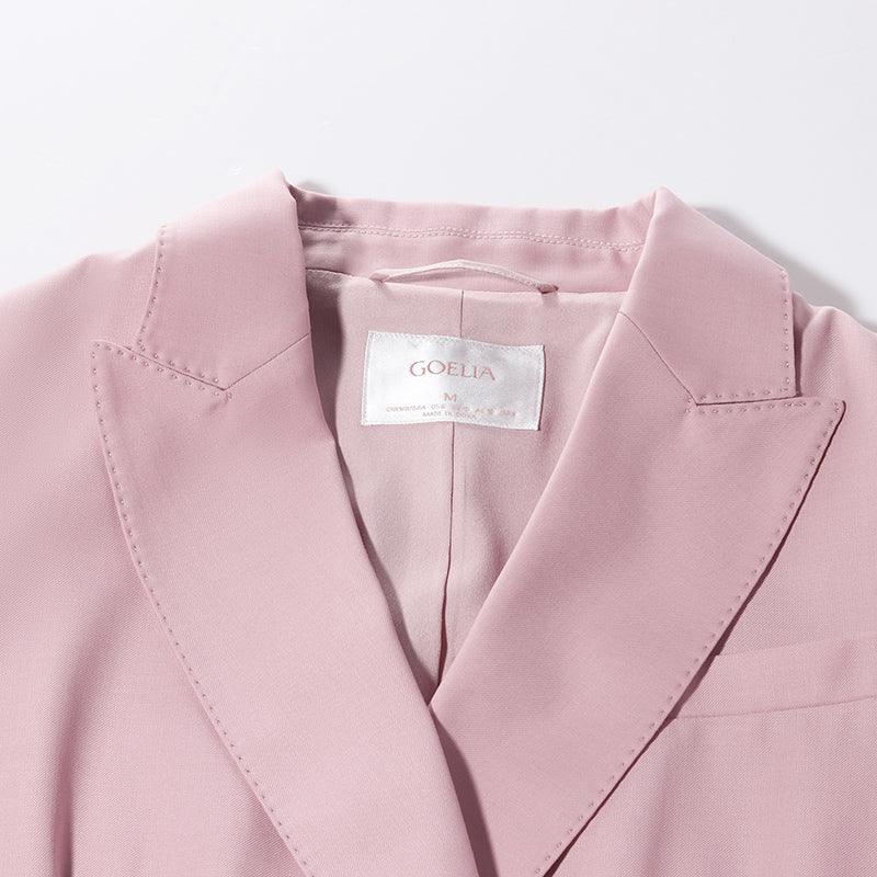 Pink Double-Breasted Worsted Woolen Blazer GOELIA