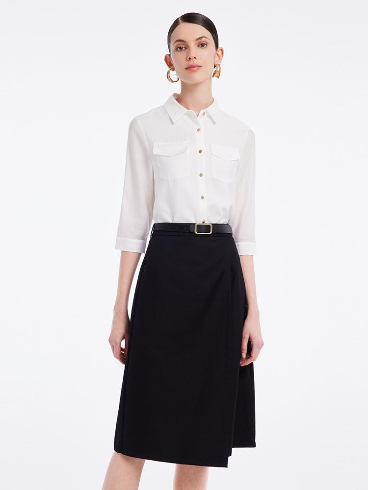 Acetate Shirt Set With Leather Belt GOELIA