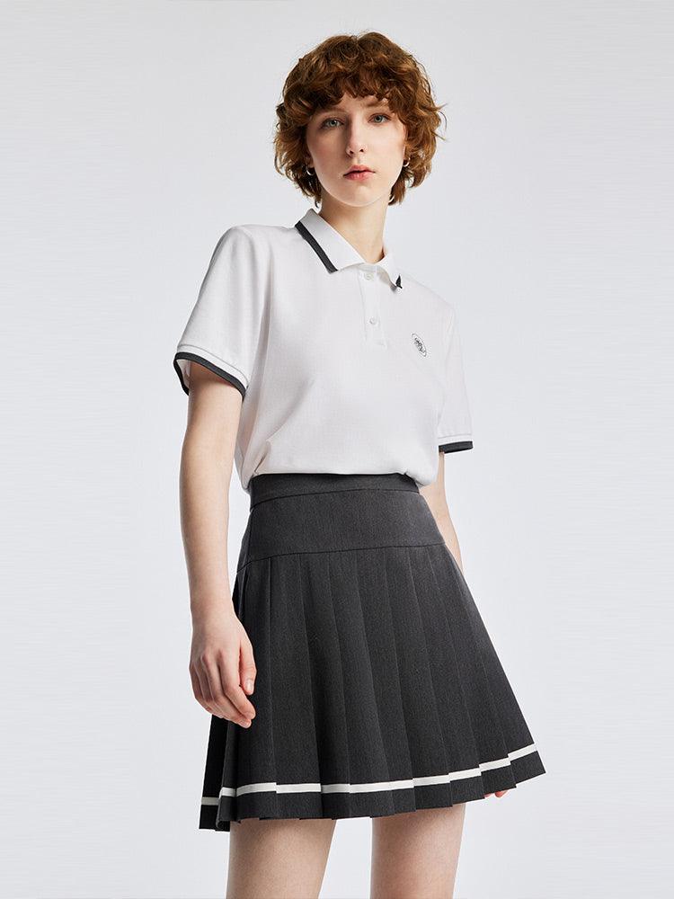 College Style Suit Shirt And Mini Pleated Skirt GOELIA