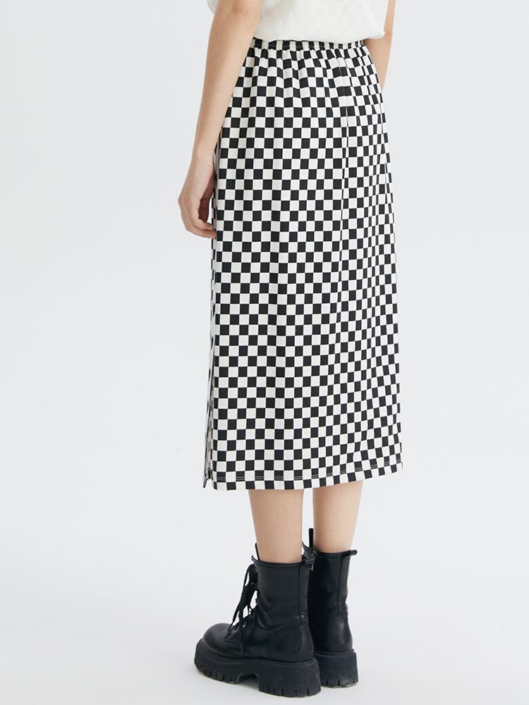 Checkerboard Knit Skirt GOELIA