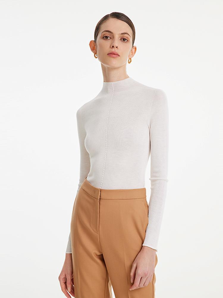 Seamless Woolen Mock Neck Sweater GOELIA