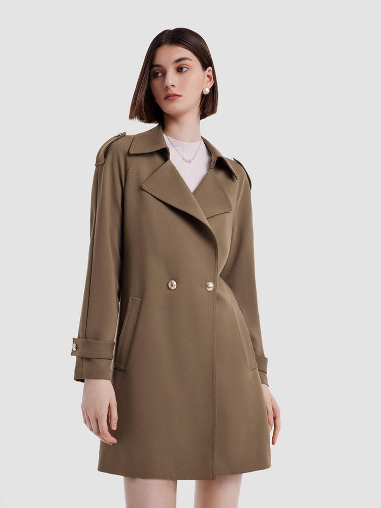 Double Layer Worsted Wool Trench Coat GOELIA