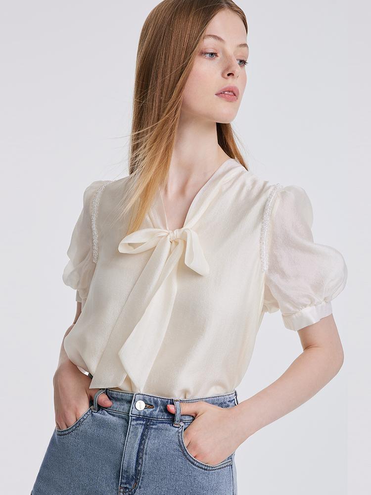 Bow Tie Ribbon Blouse GOELIA