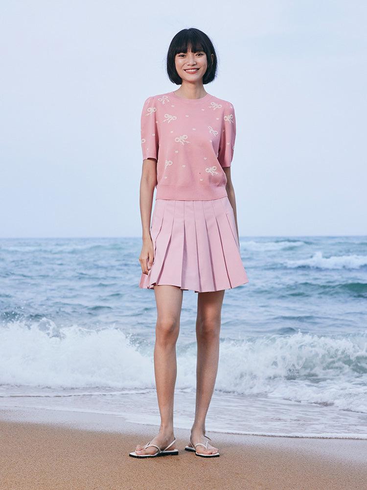 Pink Jacquard Knitted Sweater GOELIA