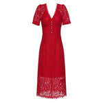 Lace V-Neck Mid Sleeve Dress GOELIA