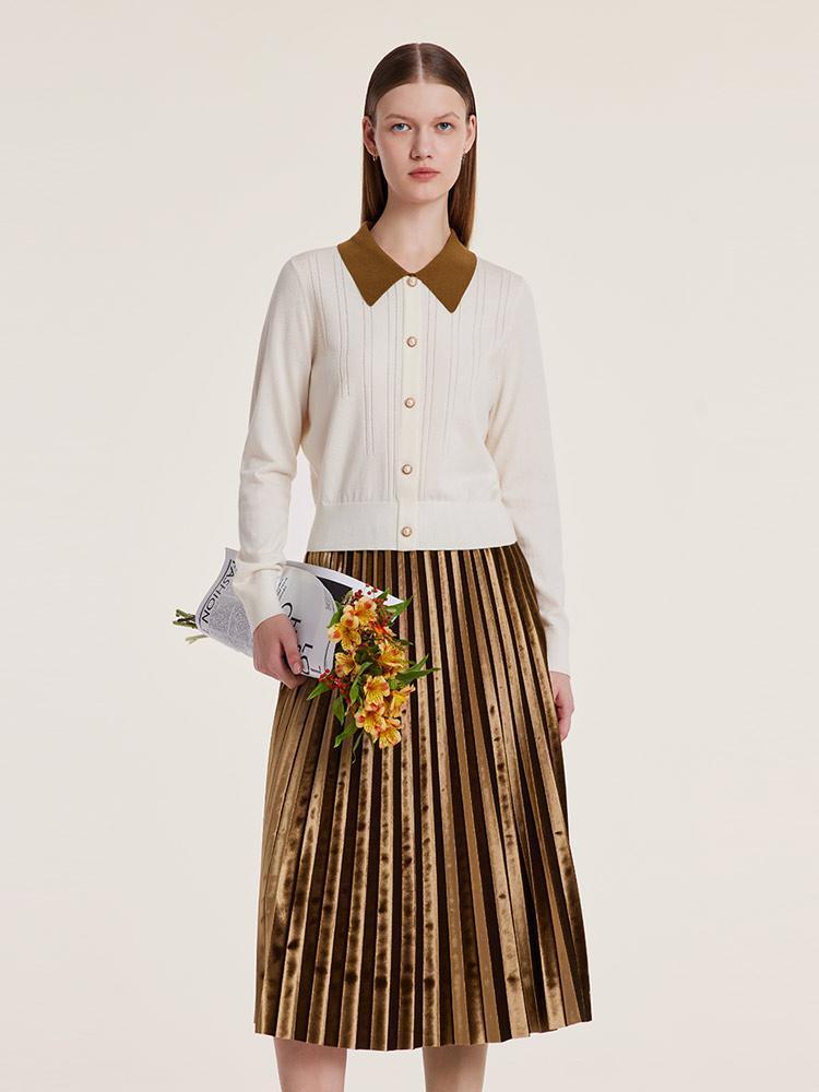 Polo Neck Sweater And Pleated Skirt Two-Piece Set GOELIA