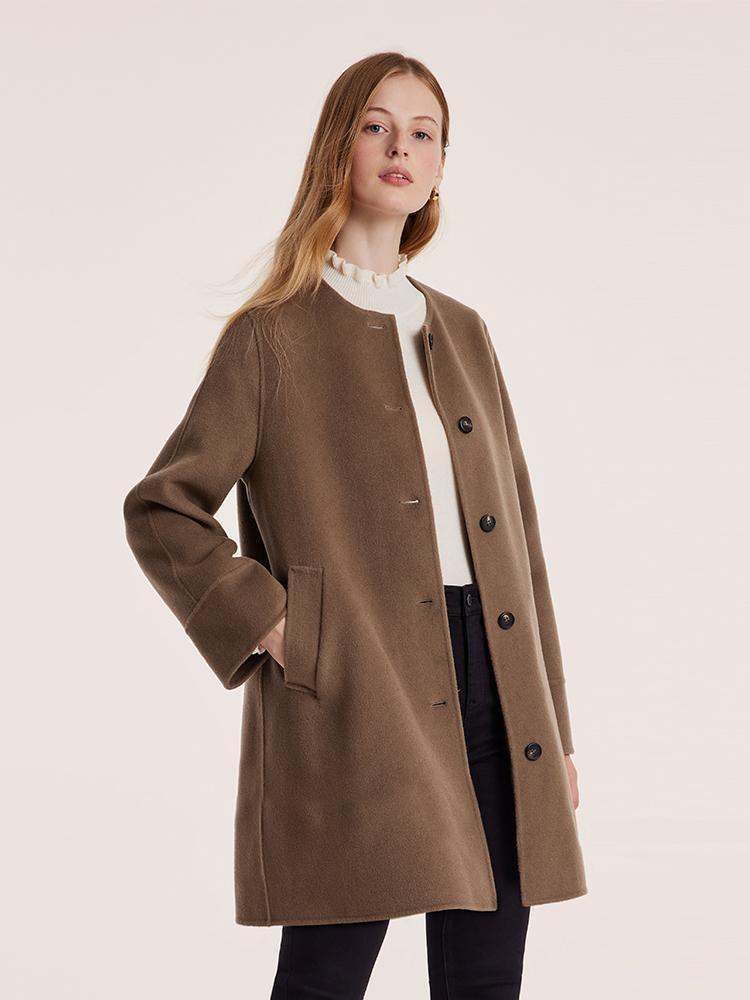 Tencel Wool Double-Faced Coat With Scarf GOELIA