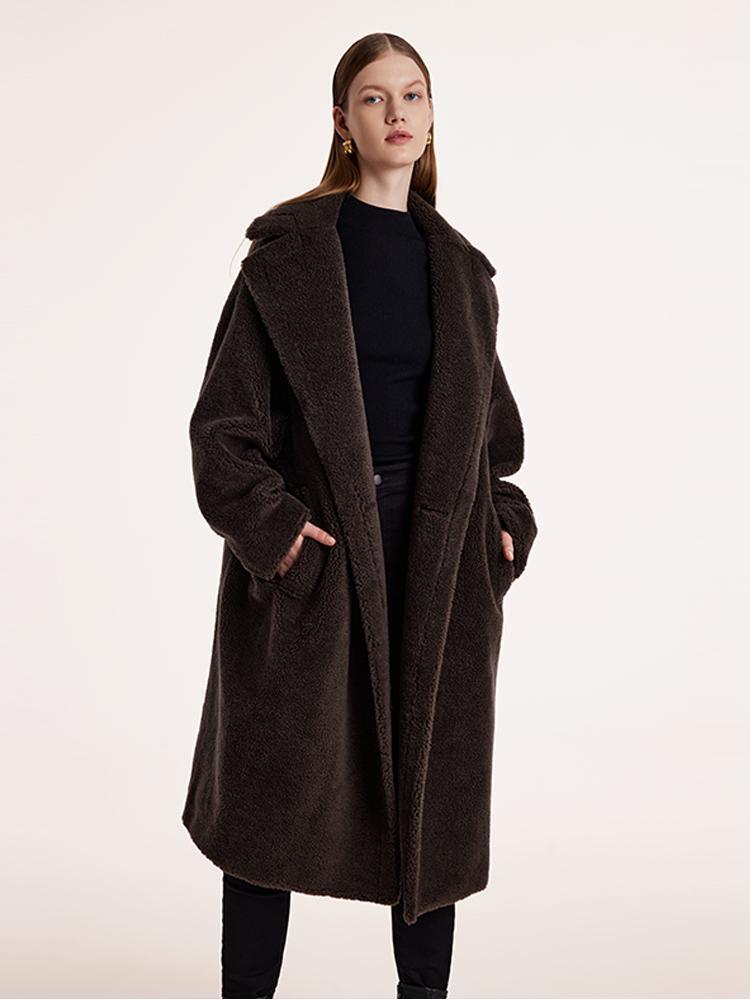 Teddy Lamb Wool Lapel Oversized Coat GOELIA