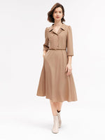 Silk & Wool Gathered Waist Dress GOELIA