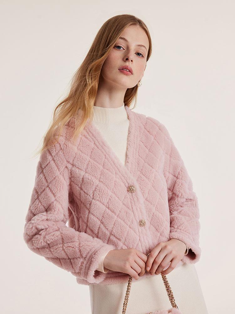 Pink Velour Short Coat With Bag GOELIA