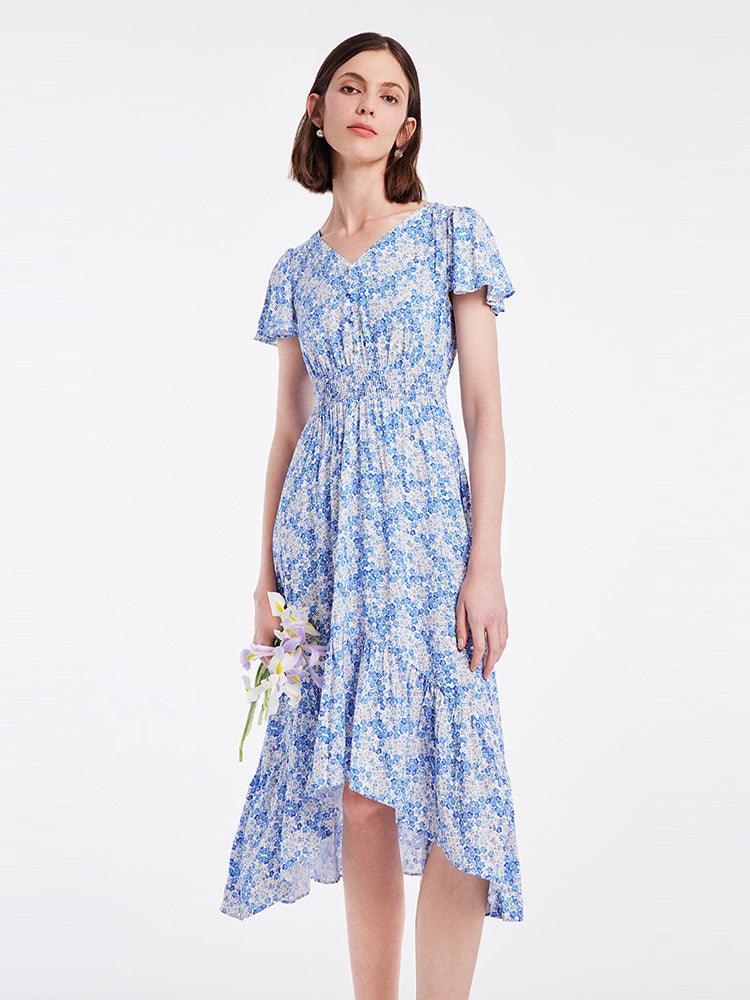 V-neck Floral Fishtail Dress GOELIA