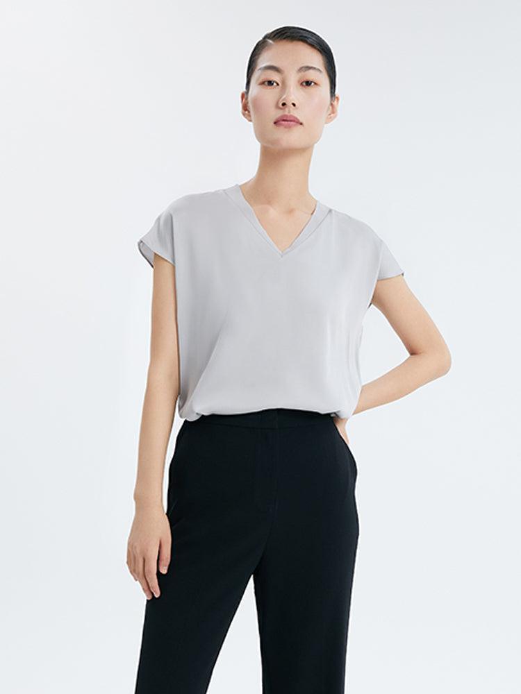 V-Neck Silk Top GOELIA