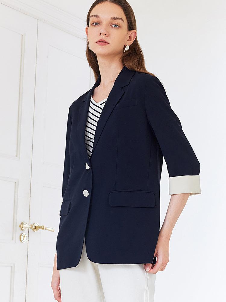 Acetate Navy Blue Blazer GOELIA