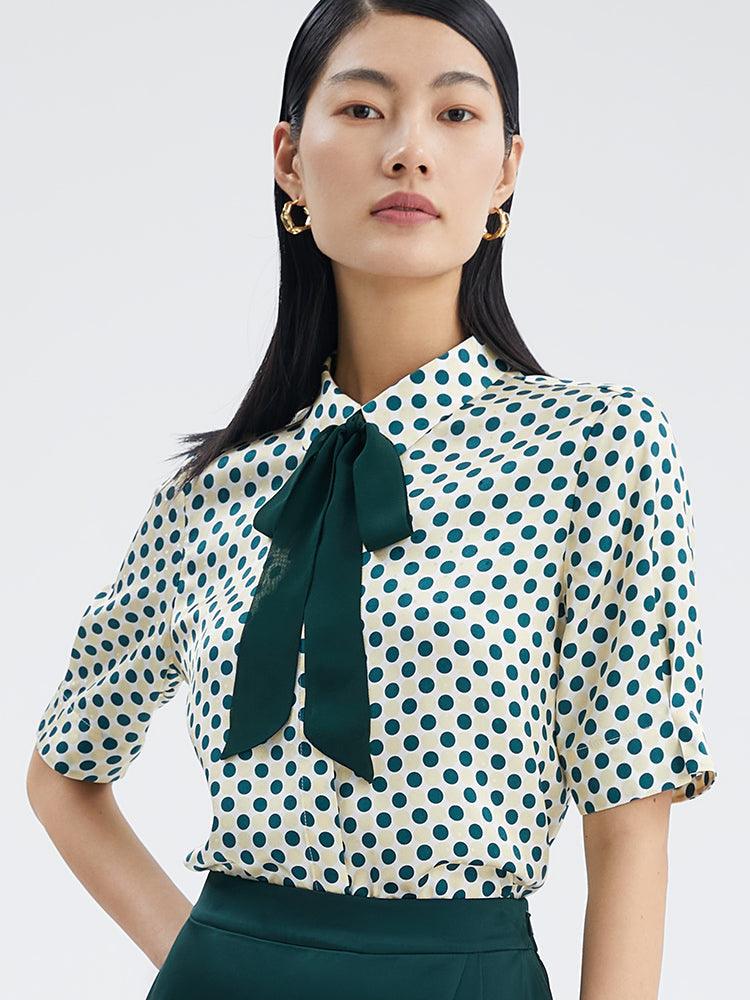 16 MM Pure Silk Polka Dots Shirt GOELIA