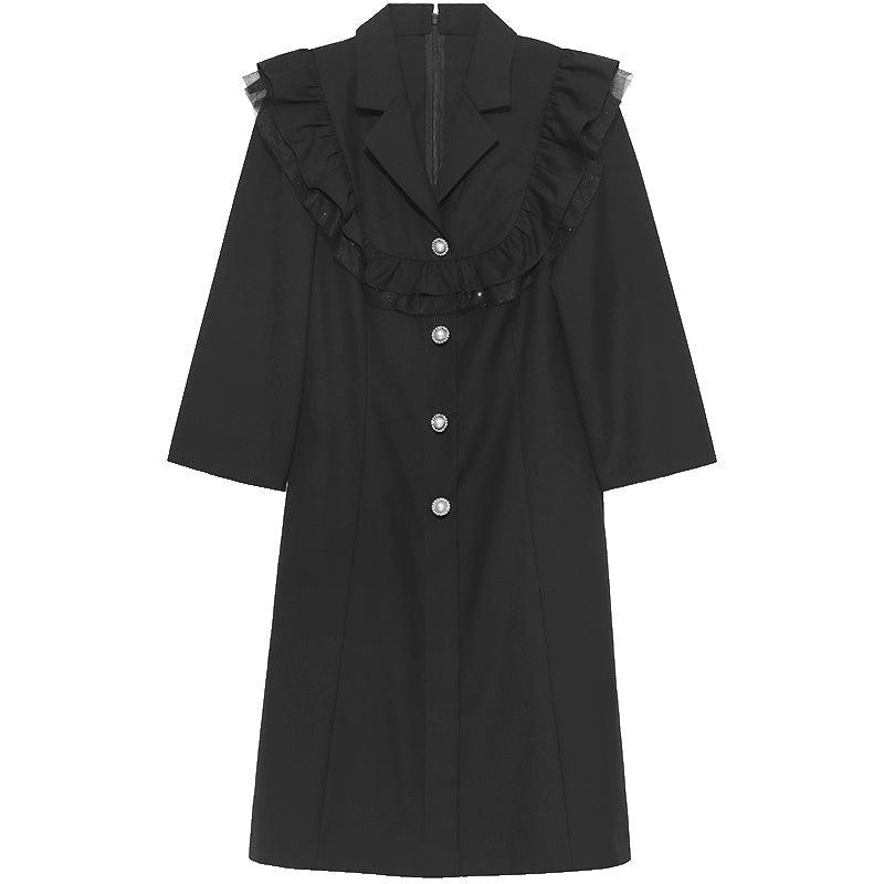 Tailored Collar Three-quarter Sleeve Dress GOELIA