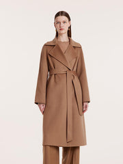 Camel Pure Cashmere Lapel Coat GOELIA