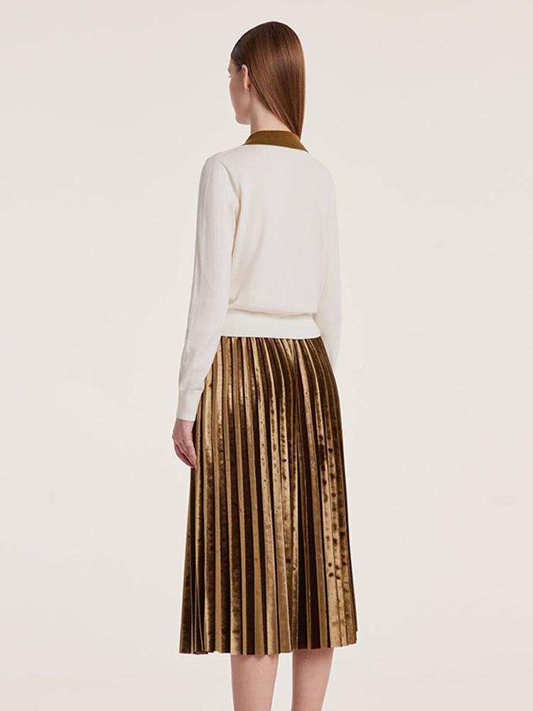 Polo Neck Sweater And Pleated Skirt Two-Piece Set GOELIA