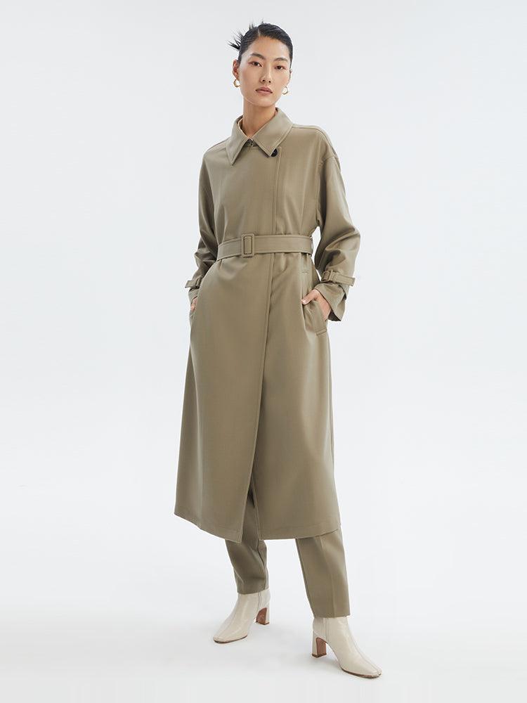 Worsted Wool Oversized Trench Coat GOELIA