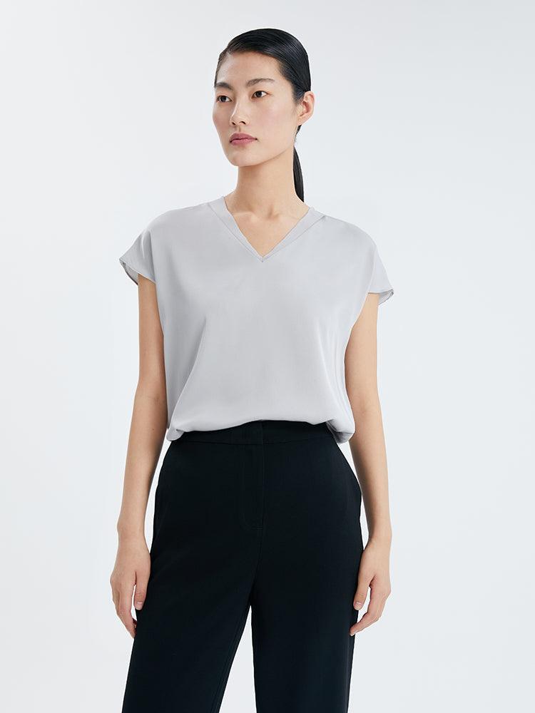 V-Neck Silk Top GOELIA