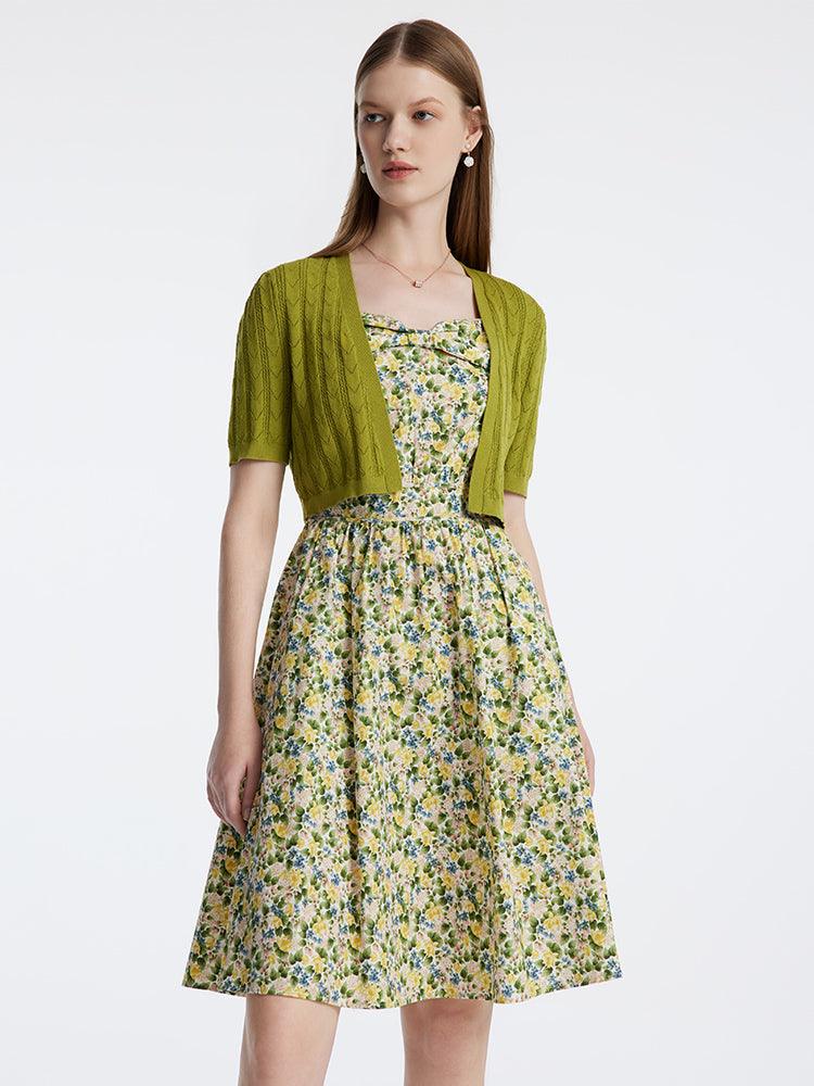 Green Floral Dress Suit GOELIA