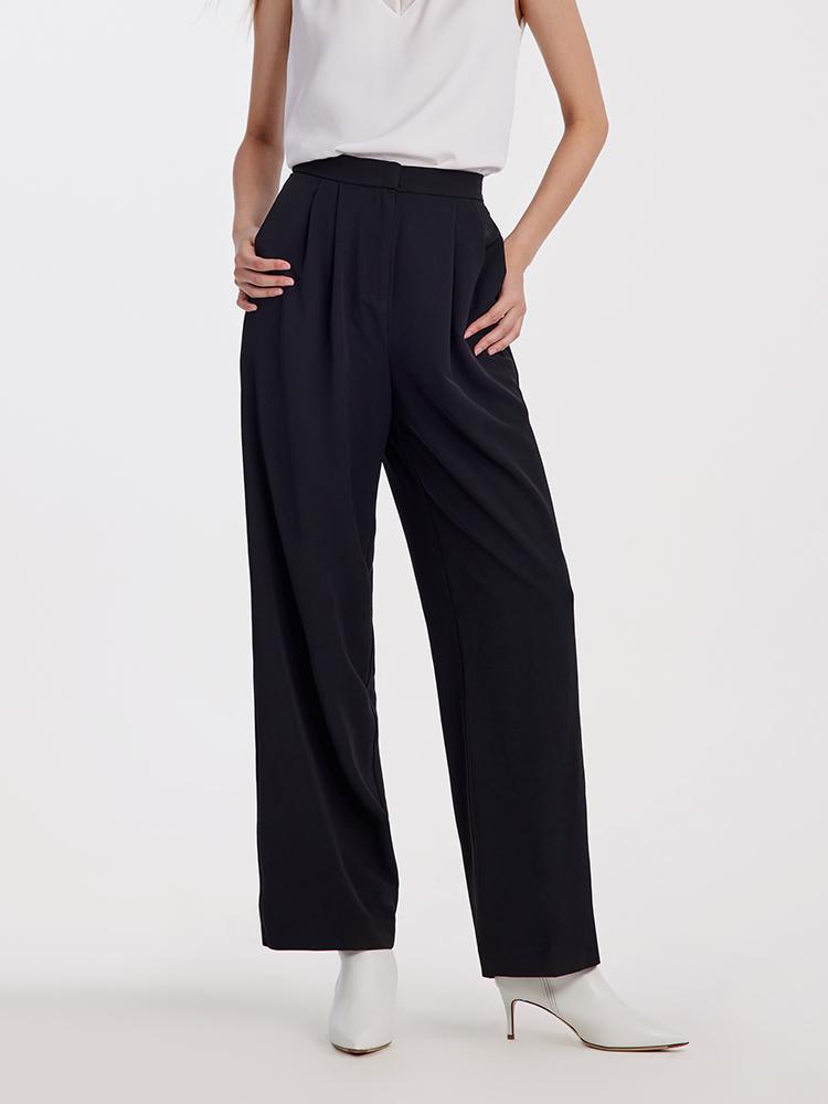 Black Straight Full Length Pants GOELIA