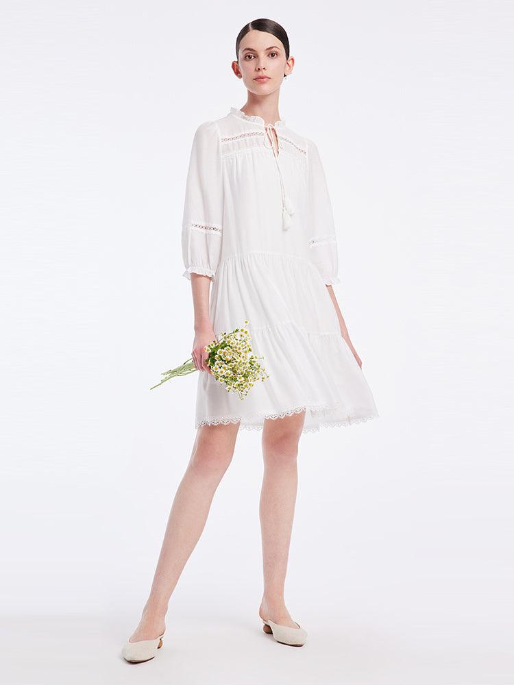 White Acetate Hollow Dress GOELIA