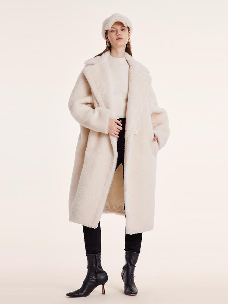 Teddy Lamb Wool Lapel Oversized Coat GOELIA