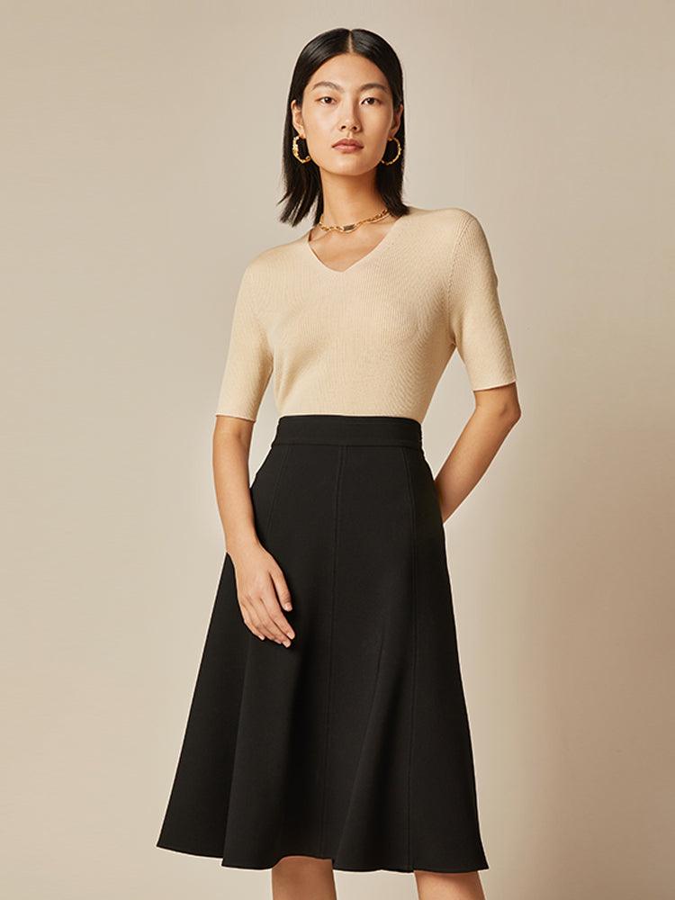 Black Knee-Length Triacetate Skirt GOELIA