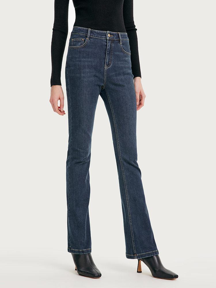 Mulberry Silk Denim Flared Trousers GOELIA