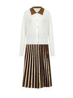 Polo Neck Sweater And Pleated Skirt Two-Piece Set GOELIA