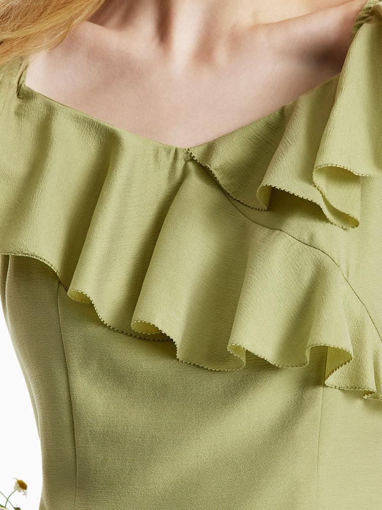 Matcha Green Ruffle Dress GOELIA