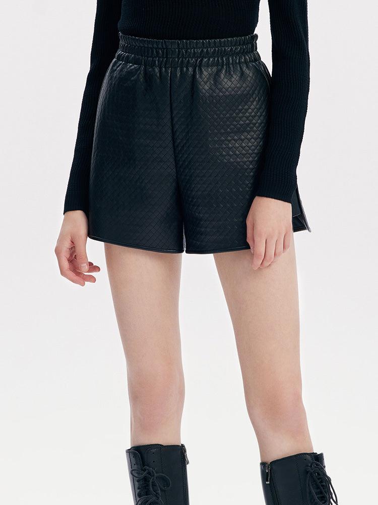 Black Leather Shorts GOELIA