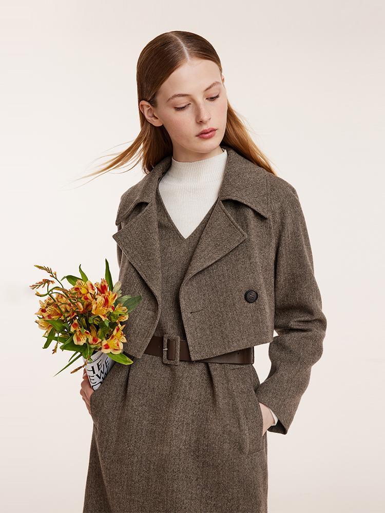 Washable Wool Crop Jacket And Vest Dress Suit GOELIA