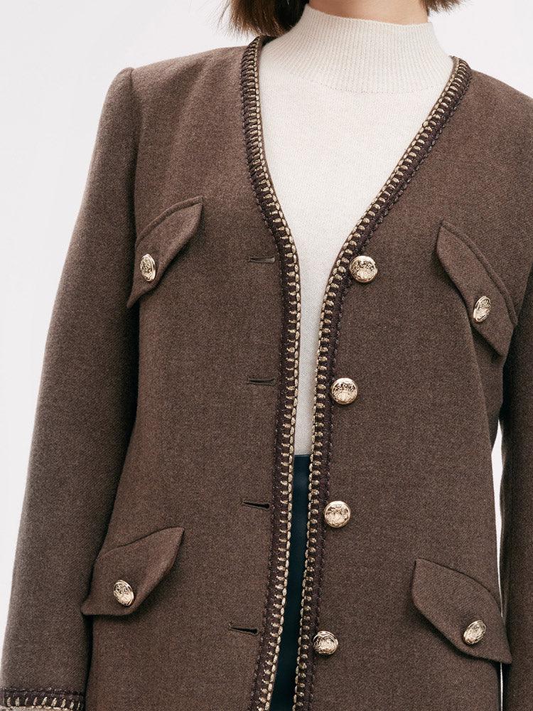 Brown Washable Wool Tweed Jacket GOELIA