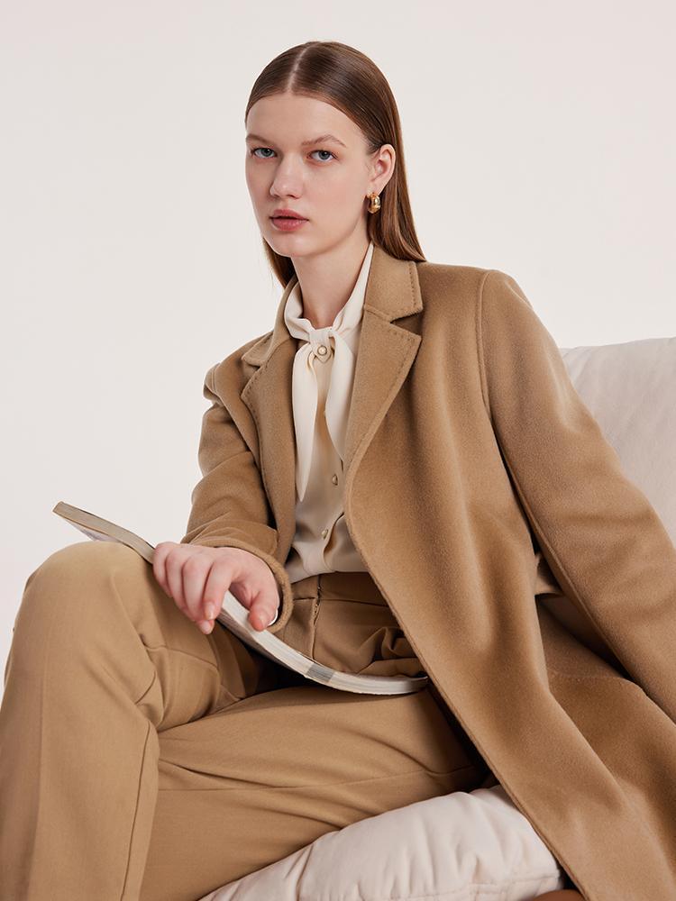 Camel Wool Double-Faced Notched Lapel Coat GOELIA