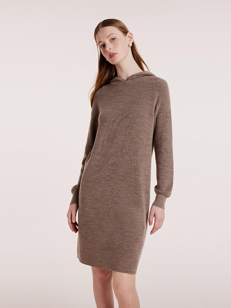 Machine Washable Wool Hooded Knit Dress GOELIA